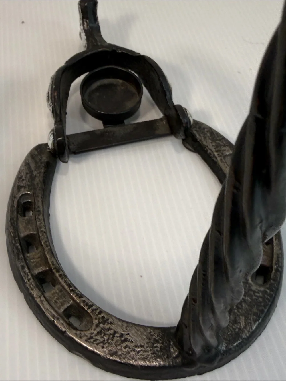 Vintage Artisan Forged Iron Horseshoe & Spur Cowboy Hat Stand
